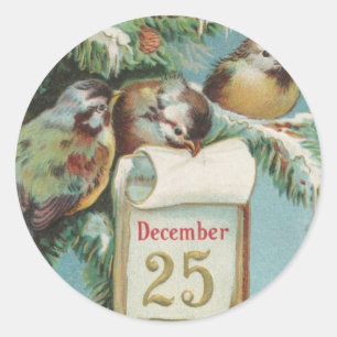 Sticker Rond Oiseaux sur Decemeber 25ème