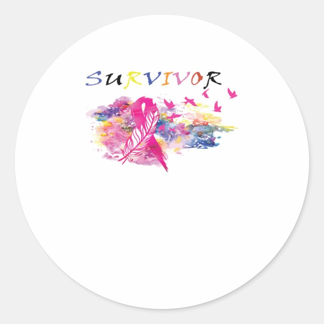 Sticker Rond Oiseaux survivants Sensibilisation au cancer du se (Devant)