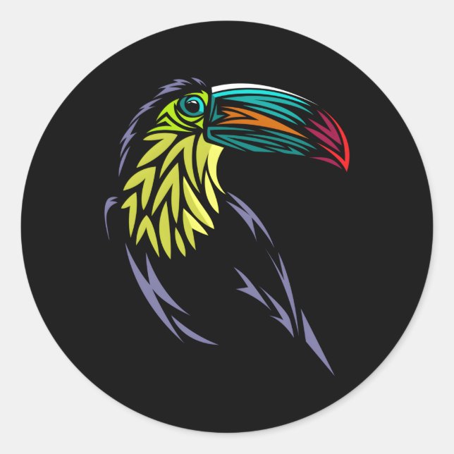 Sticker Rond Oiseaux tribaux toucans (Devant)