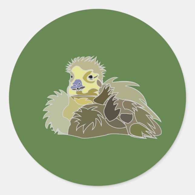 Sticker Rond Oison Bébé Oie  (Devant)