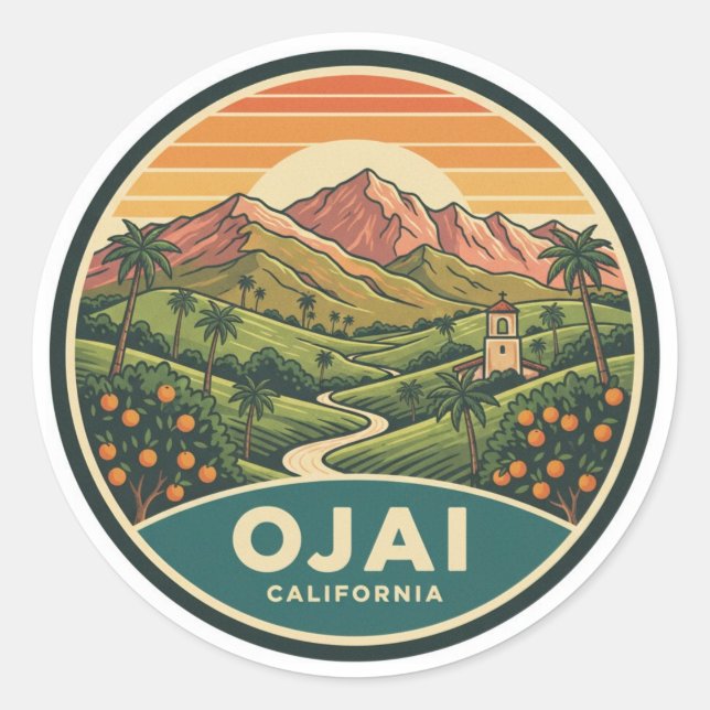 Sticker Rond Ojai Californie (Devant)