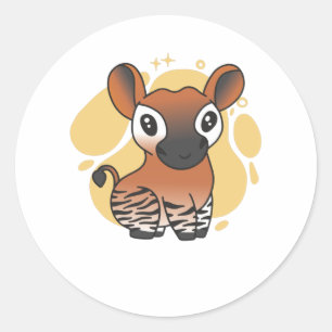 Sticker Rond Okapi Waldgiraffe Zebra Kawaii Okapis Sweet