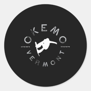 Sticker Rond Okemo Mountain Vermont Graphic Vintage Snowboard T