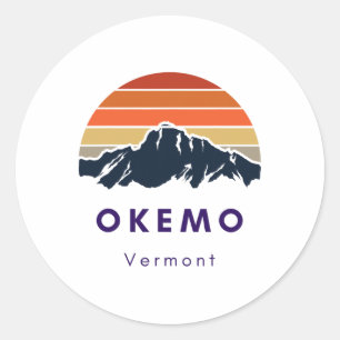 Sticker Rond Okemo Vermont Ski Snowboard Randonnées Cadeaux Pou