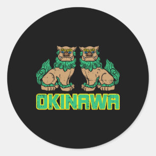 Sticker Rond Okinawa Guardian Lion Shisa Japon Martial japonais