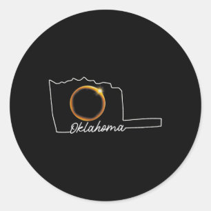 Sticker Rond Oklahoma 8 avril Total Solaire Eclipse Usa Carte T