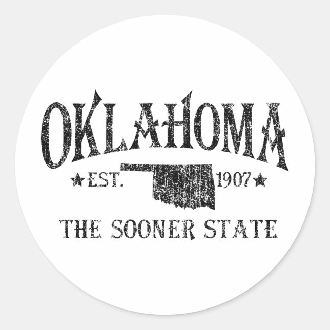 Sticker Rond Oklahoma - L'État le plus tôt (Devant)
