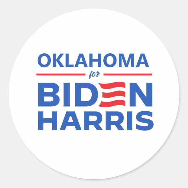 Sticker Rond Oklahoma pour Biden Harris (Devant)