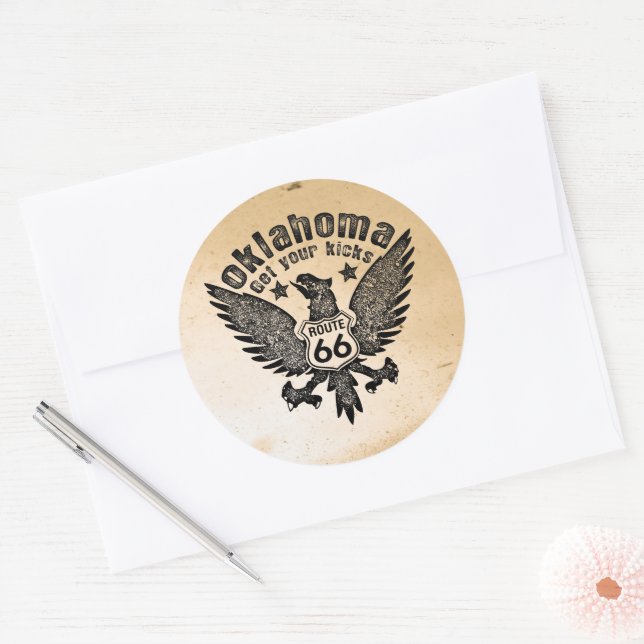 Sticker Rond Oklahoma Prenez vos pieds (Enveloppe)