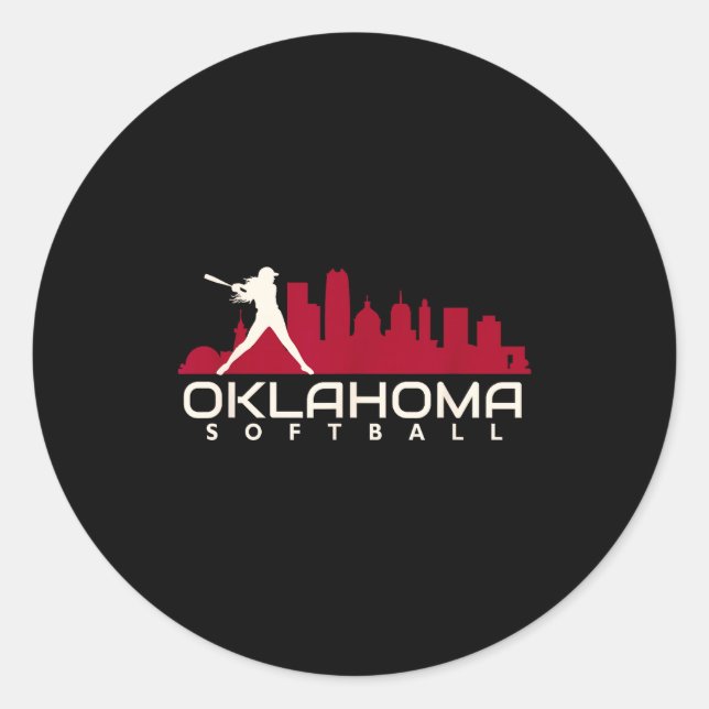 Sticker Rond Oklahoma softball ville mod  (Devant)