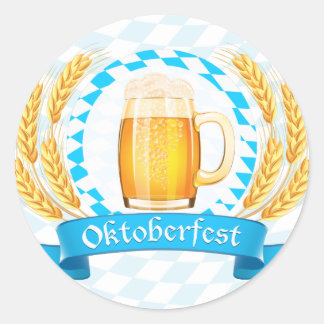 Sticker Rond Oktoberfest Frothy Beer Mug
