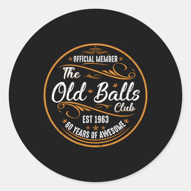 Sticker Rond Old Balls Club 60 Ans De Superbe 60E (Devant)