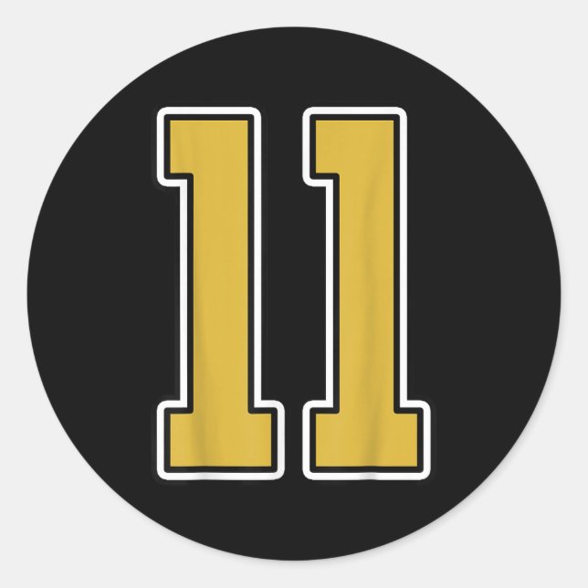 Sticker Rond Old Gold Black White Srts Numéro 11 Jersey Uniform (Devant)