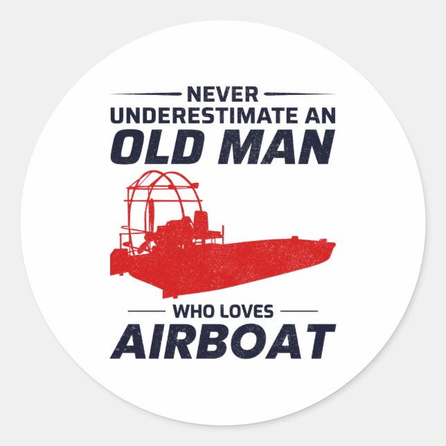 Sticker Rond Old Man Airboat Fanboat Airboating Planeboat (Devant)