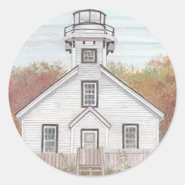Sticker Rond Old Mission Point Light House (Devant)