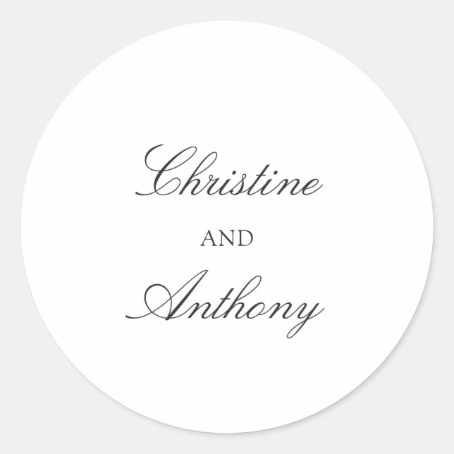 Sticker Rond Old Money Black and White Classic Wedding (Devant)