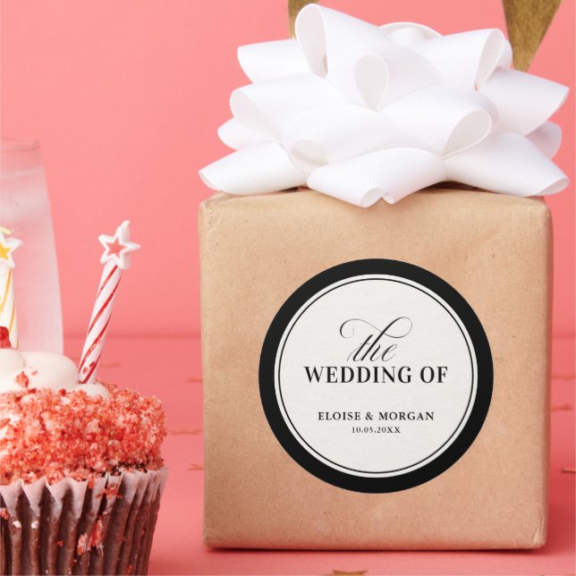 Sticker Rond Old Money Modern Formal Black Luxury Chic Wedding (Fête)