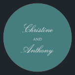 Sticker Rond Old Money Teal Classic Wedding<br><div class="desc">This design is part of a timeless wedding invitation suite featuring elegant typography and a classic minimalist layout.   The old money aesthetic is perfect for luxury weddings,  formal events,  and sophisticated celebrations.</div>