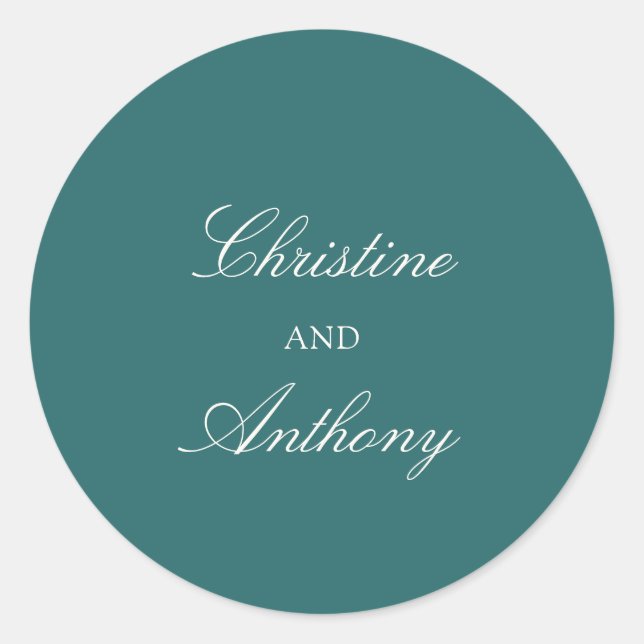 Sticker Rond Old Money Teal Classic Wedding (Devant)