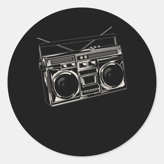 Sticker Rond Old Music Radio Vintage Hip hop basse (Devant)