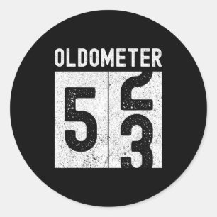 Sticker Rond Oldomètre 53e anniversaire drôle rétro tournant 53