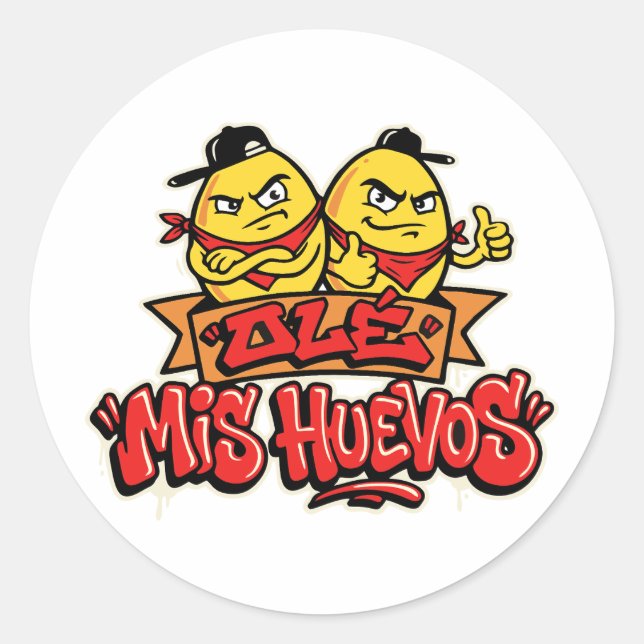 Sticker Rond Ole mis huevos 2 (Devant)