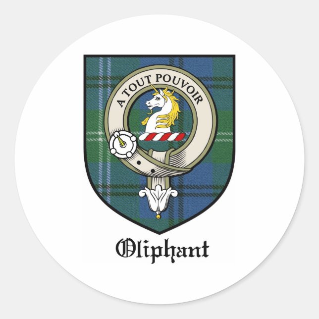 Sticker Rond Oliphant Clan Crest Badge Tartan (Devant)