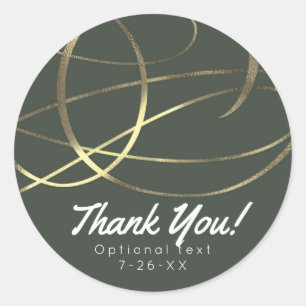Sticker Rond Olive Army Vert & Or Faux Feuille Métal Faveur Per