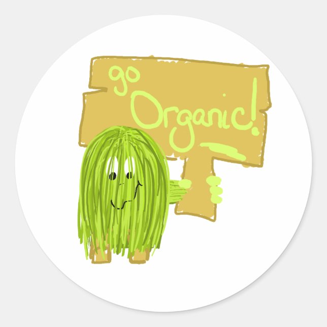 Sticker Rond Olive Green Go Organic (Devant)