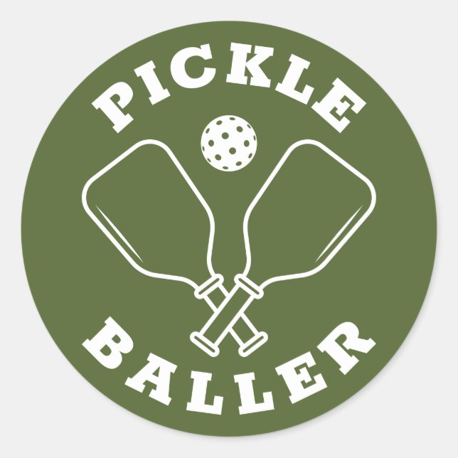 Sticker Rond Olive Green Pickle Baller tendance (Devant)