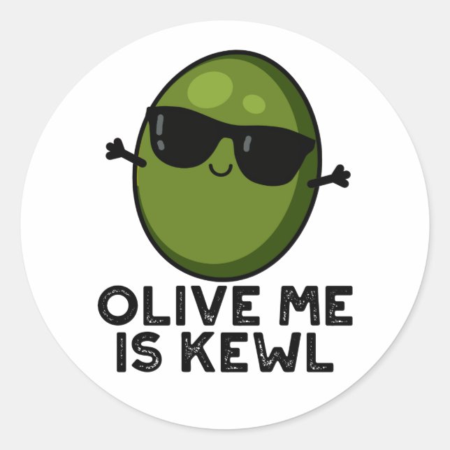 Sticker Rond Olive Me Est Le Cool Kewl Pun Olive (Devant)