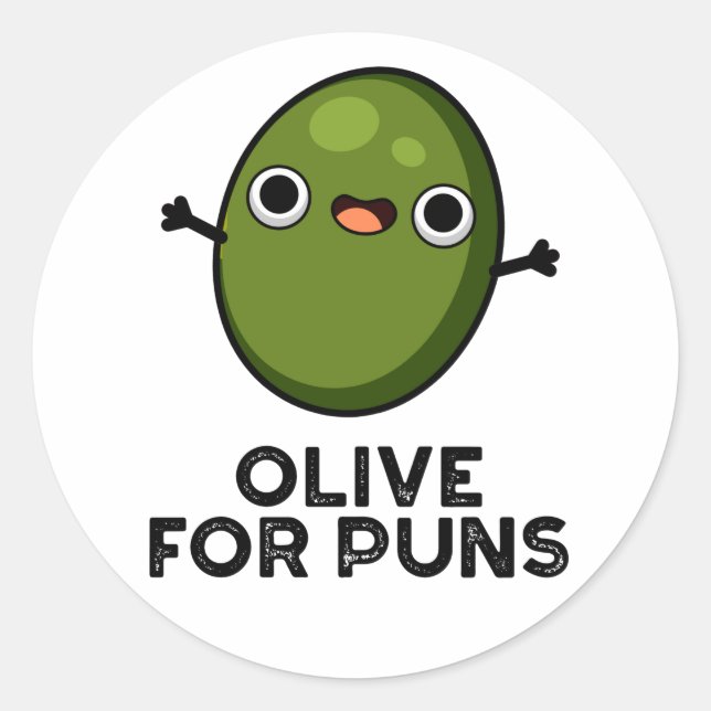 Sticker Rond Olive Pour Puns Amusant Olive Fruit Pun (Devant)