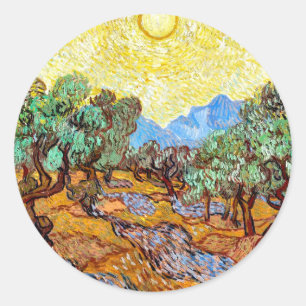 Sticker Rond Olive Trees (1889) Vincent Van Gogh Paysage Art