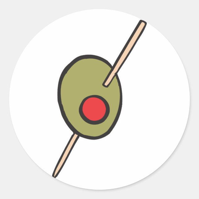 Sticker Rond olive verte sur un cure-dent (Devant)