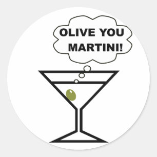 Sticker Rond Olive You Martini