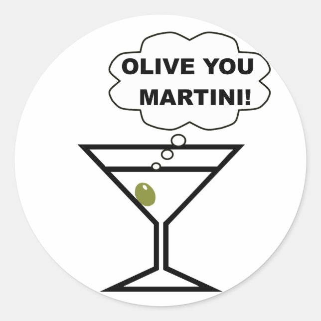 Sticker Rond Olive You Martini (Devant)