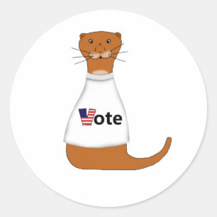 Sticker Rond Oliver La Loutre Dit Votez !