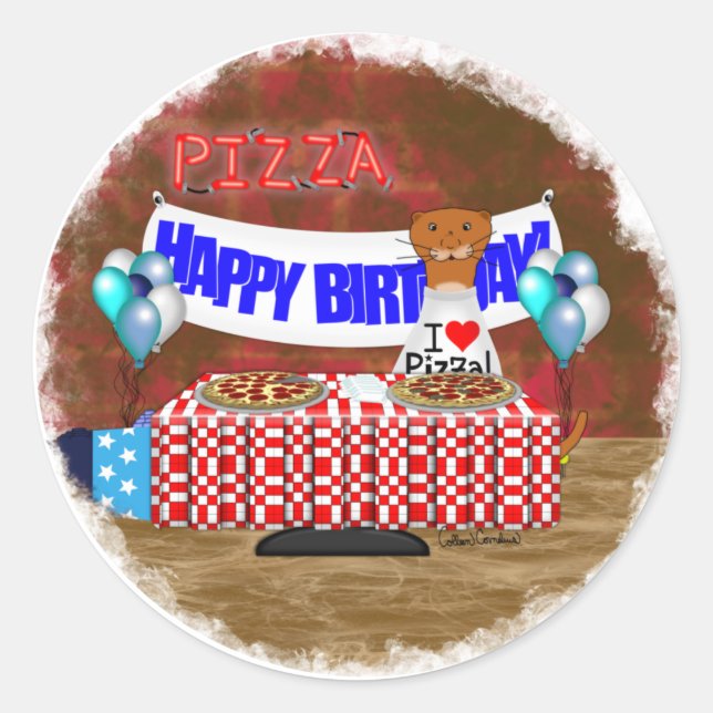 Sticker Rond Oliver The Otter est 6 Years Old ! Joyeux annivers (Devant)