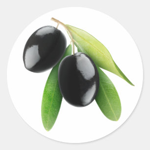 Sticker Rond Olives noires sur une branche
