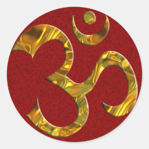 Sticker Rond OM / AUM - OR   tache rouge foncé