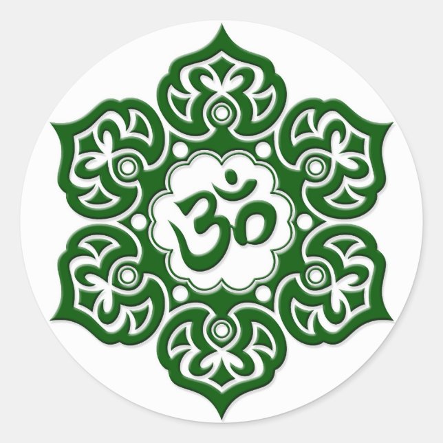 Sticker Rond Om de lotus vert blanc (Devant)