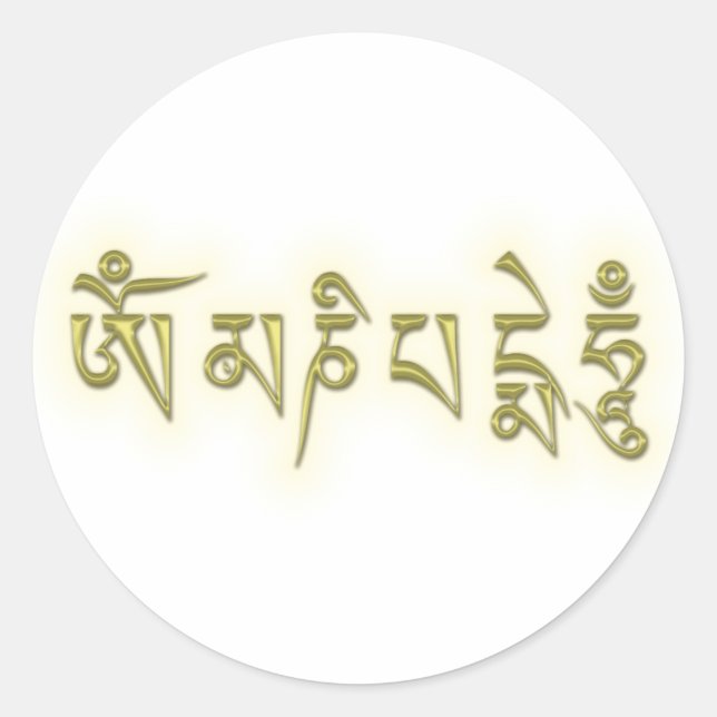 Sticker Rond Om Mani Padme Hum (Devant)