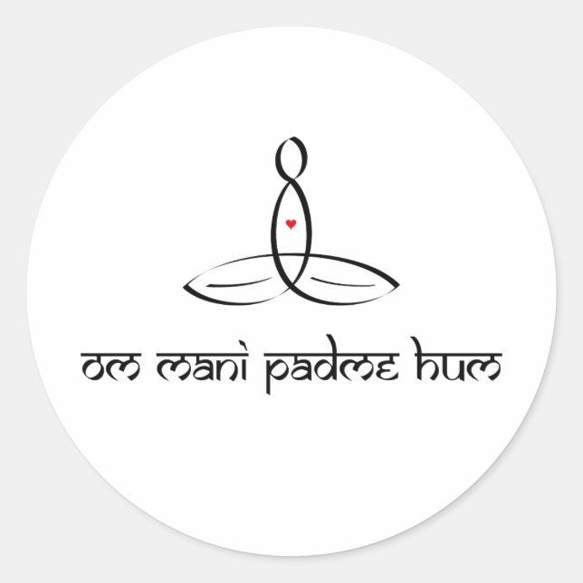 Sticker Rond Om Mani Padme Hum - Style sanskrit noir (Devant)