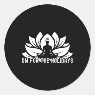 Sticker Rond Om pour les vacances - Yoga de Noël drôle Lotus S