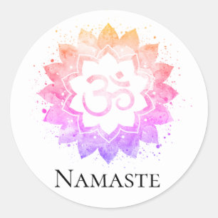 Sticker Rond *~* OM Symbole Lotus Fleur Mandala Spirituel