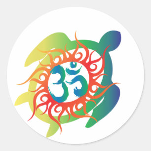 Sticker Rond OM-Tatto-Vibrant-Tortue