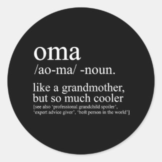 Sticker Rond Oma Définition Amusante Grand-mère Fête des mères 