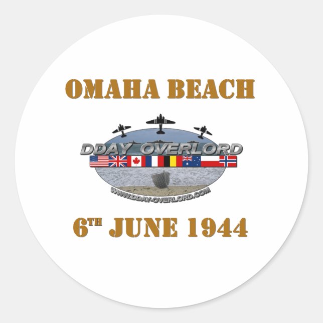 Sticker Rond Omaha Beach 6th June 1944 (Devant)