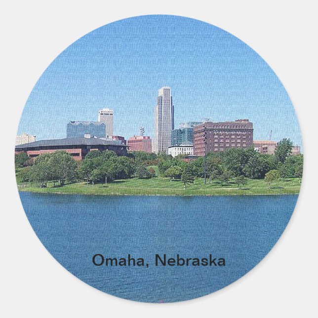 Sticker Rond Omaha, Nebraska Skyline sur Toile (Devant)