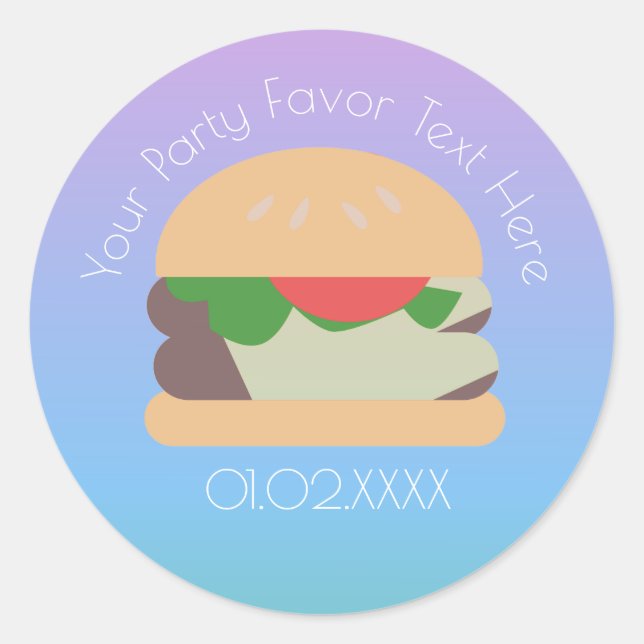 Sticker Rond Ombre BBQ Hamburger Merci (Devant)